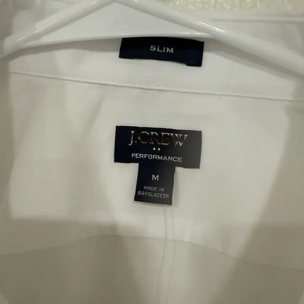 NWT J.Crew Men's Slim Performance Dress Shirt Button Up Collared White Medium